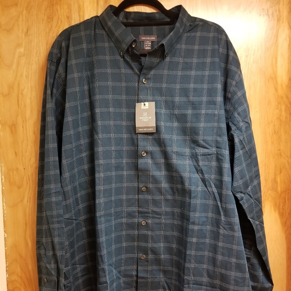 Van Heusen Other - Van Heusen Men's Blue Plaid Button Up Dress Shirt